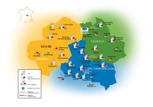 Carte des coopératives de l'UCAL - Décembre 2021