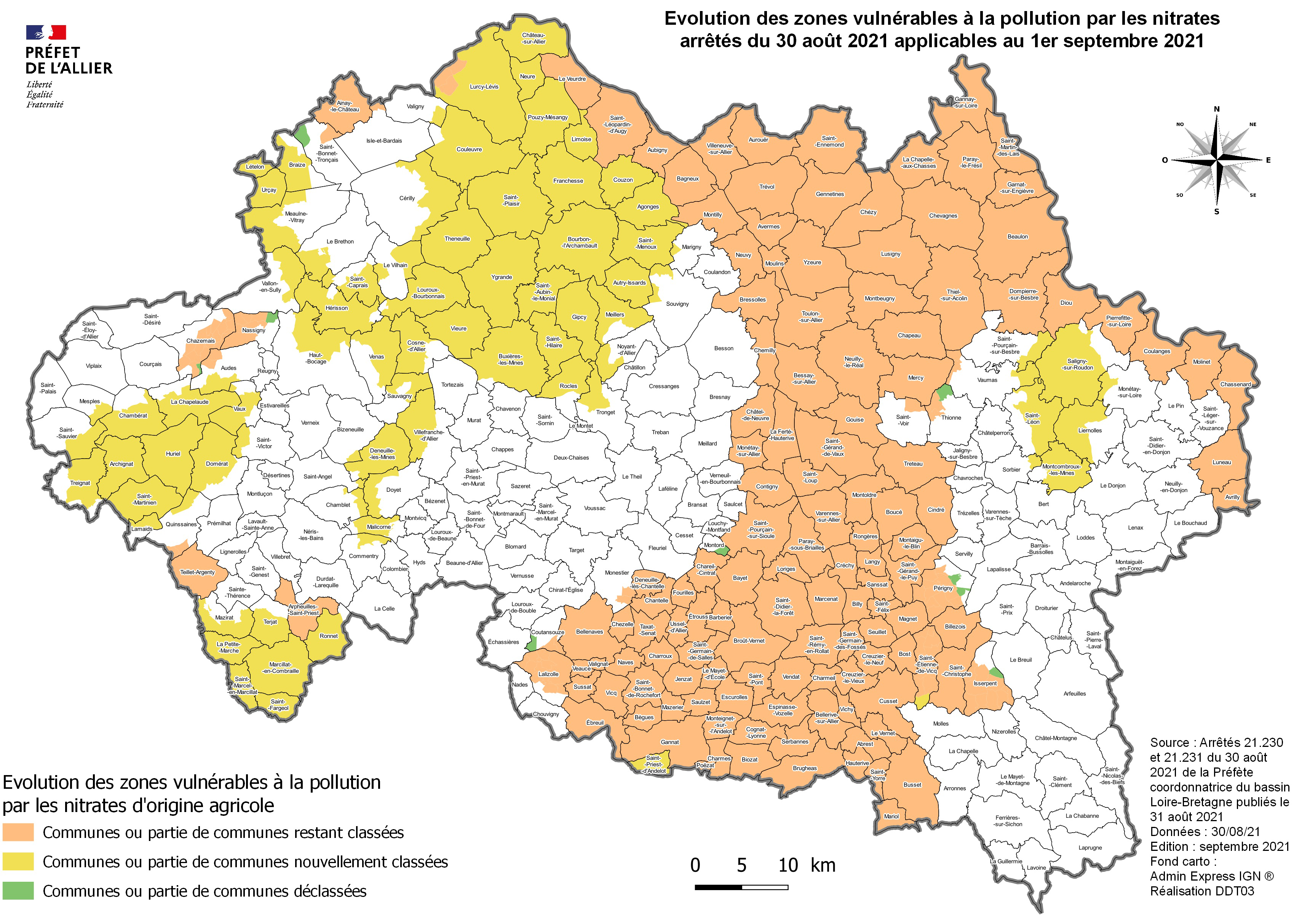 Nouvelles zones vulnérables Allier - 30 aout 2021